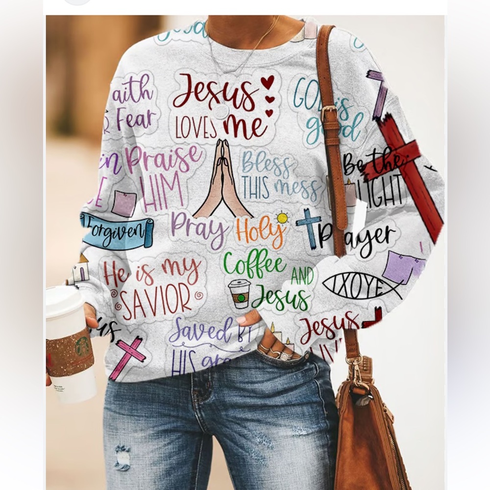 Inspirational Women's Sweatshirt - White Multicolor